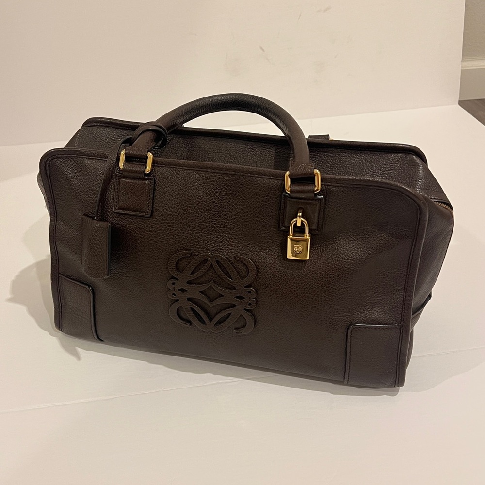 Loewe Amazona Leather Tote Bag in brown Dark Brown Leather - Picture 15 of 15